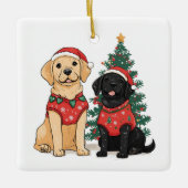 Kerst Labrador Retriever Honden Keramisch Ornament (Voorkant)