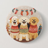 Kerst Labrador Retriever Honden Ronde Button 7,6 Cm (Voorkant)