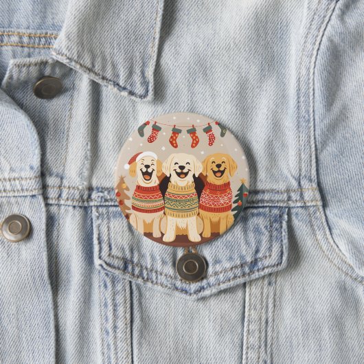 Kerst Labrador Retriever Honden Ronde Button 7,6 Cm (In situ)