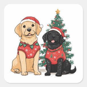 Kerst Labrador Retriever Honden Vierkante Sticker