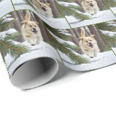 Kerst Labrador Retriever Running In Sneeuw Cadeaupapier (Rol Hoek)
