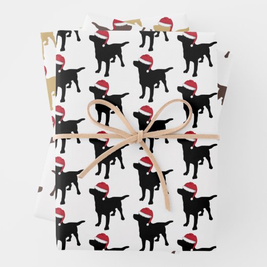 Kerst Labrador Retrievers Honden In Santa hoeden Inpakpapier Vel (In situ)