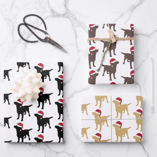Kerst Labrador Retrievers Honden In Santa hoeden Inpakpapier Vel (Voorkant)