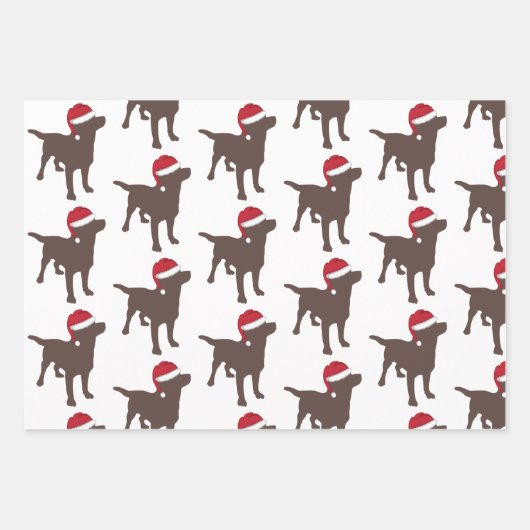 Kerst Labrador zwart geel en chocolade Inpakpapier Vel (Voorkant 3)