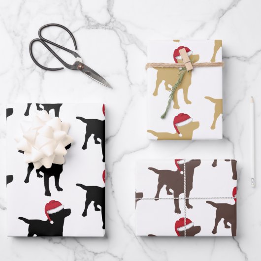 Kerst Labrador zwart geel en chocolade Inpakpapier Vel (Voorkant)