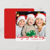 Kerst Lachende Hand Script Full-Bleed Foto Feestdagenkaart (Voorkant / Achterkant)