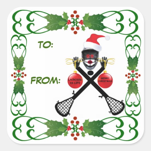 Kerst Lacrosse Gift Label (Voorkant)