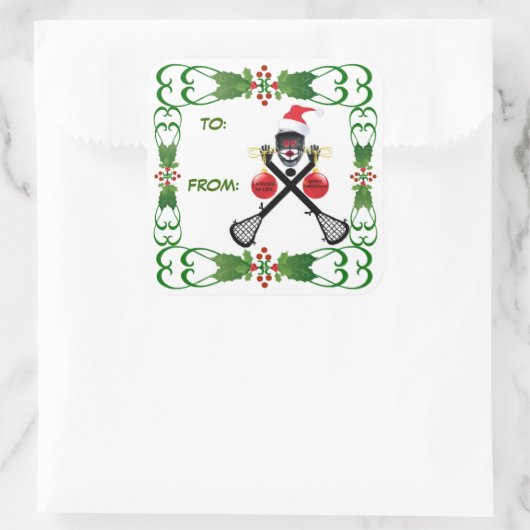 Kerst Lacrosse Gift Label (Tas)