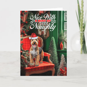 Kerst Lakeland Terrier Hond Ondeugend of Nice Feestdagen Kaart