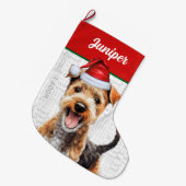 Kerst Lakeland Terrier Naam Woof Achtergrond Grote Kerstsok (Voorkant (Hangend))