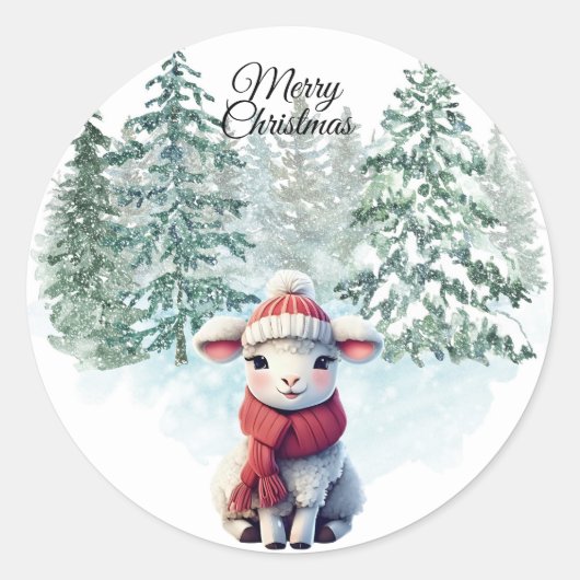 Kerst Lam Sticker (Voorkant)