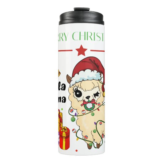 Kerst Lama Thermische Bekerglas Thermosbeker (Voorkant)