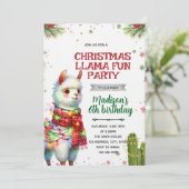 Kerst Lama Verjaardagsuitnodiging Kaart (Staand voorkant)