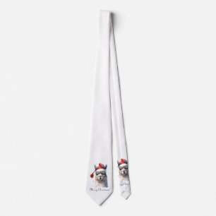 Kerst Lama Watercolor Kerstman Hoed Aangepaste Tek Stropdas