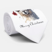 Kerst Lama Watercolor Kerstman Hoed Aangepaste Tek Stropdas (Opgerold)