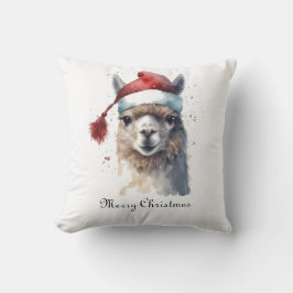 Kerst Lama Watercolor Kerstmannenhoed Aangepaste T Kussen
