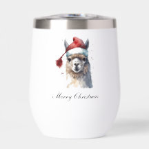 Kerst Lama Waterverf Kerstmannenhoed Aangepaste Te