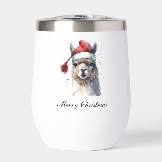 Kerst Lama Waterverf Kerstmannenhoed Aangepaste Te (Voorkant)