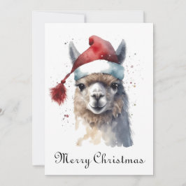 Kerst Lama Waterverf Kerstmannenhoed Aangepaste Te Feestdagenkaart