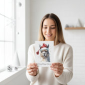 Kerst Lama Waterverf Kerstmannenhoed Aangepaste Te Kaart