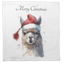 Kerst Lama Waterverf Kerstmannenhoed Aangepaste Te