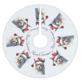 Kerst Lama Waterverf Kerstmannenhoed Aangepaste Te Kerstboom Rok