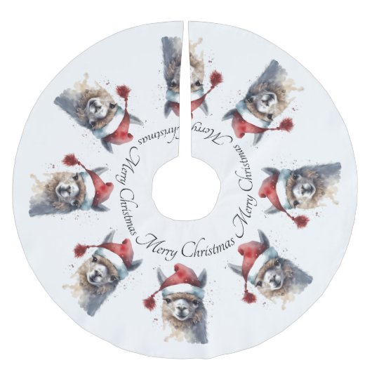 Kerst Lama Waterverf Kerstmannenhoed Aangepaste Te Kerstboom Rok (Voorkant)