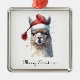 Kerst Lama Waterverf Kerstmannenhoed Aangepaste Te Metalen Ornament