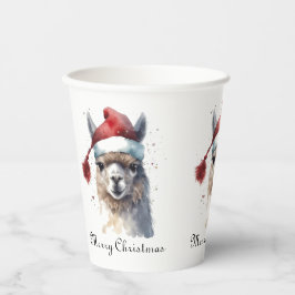 Kerst Lama Waterverf Kerstmannenhoed Aangepaste Te Papieren Bekers