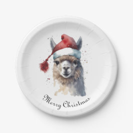 Kerst Lama Waterverf Kerstmannenhoed Aangepaste Te Papieren Bordje