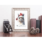 Kerst Lama Waterverf Kerstmannenhoed Aangepaste Te Poster