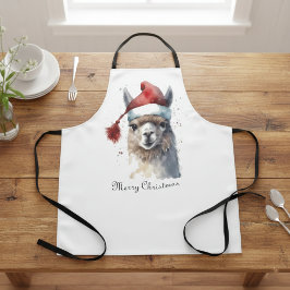 Kerst Lama Waterverf Kerstmannenhoed Aangepaste Te Schort