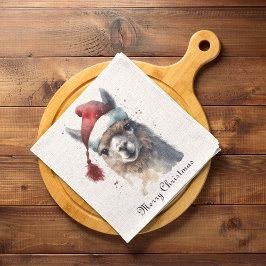 Kerst Lama Waterverf Kerstmannenhoed Aangepaste Te Servet