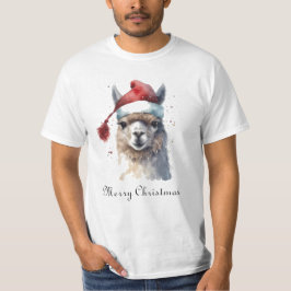 Kerst Lama Waterverf Kerstmannenhoed Aangepaste Te T-shirt