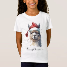 Kerst Lama Waterverf Kerstmannenhoed Aangepaste Te T-shirt