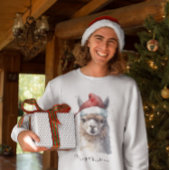 Kerst Lama Waterverf Kerstmannenhoed Aangepaste Te T-shirt