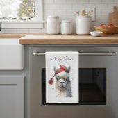 Kerst Lama Waterverf Kerstmannenhoed Aangepaste Te Theedoek