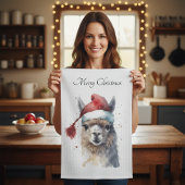 Kerst Lama Waterverf Kerstmannenhoed Aangepaste Te Theedoek