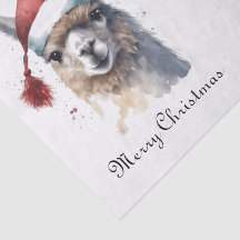 Kerst Lama Waterverf Kerstmannenhoed Aangepaste Te