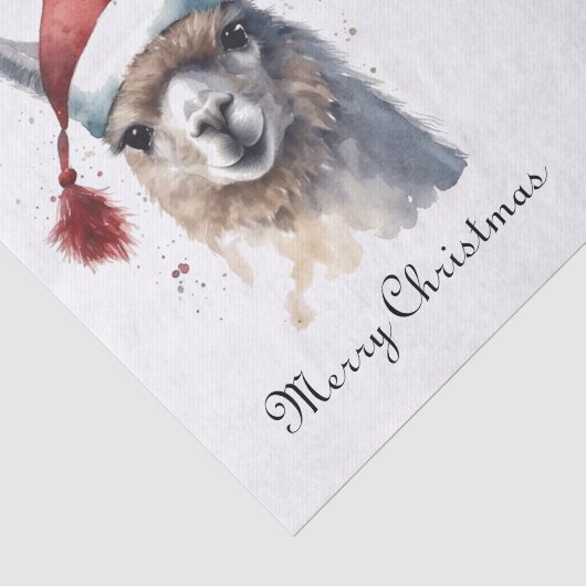 Kerst Lama Waterverf Kerstmannenhoed Aangepaste Te Tissuepapier (Detail)