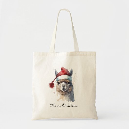 Kerst Lama Waterverf Kerstmannenhoed Aangepaste Te Tote Bag (Voorkant)