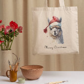 Kerst Lama Waterverf Kerstmannenhoed Aangepaste Te Tote Bag