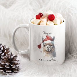 Kerst Lama Waterverf Kerstmannenhoed Aangepaste Te Tweekleurige Koffiemok