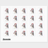Kerst Lama Waterverf Kerstmannenhoed Aangepaste Te Vierkante Sticker (Vel)