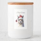 Kerst Lama Waterverf Kerstmannenhoed Aangepaste Te Voedselcontainer Etiket (Voorkant)