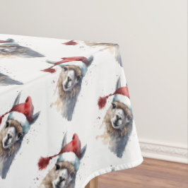 Kerst Lama Waterverf Kerstmannenhoed Herhalend Pat Tafelkleed