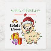 Kerst Lama Wijnlabel Wijn Etiket (Enkel label)