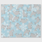 Kerst lamantijn Winter Blauwe sneeuwvlokken Cadeaupapier (Vlak)