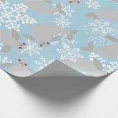 Kerst lamantijn Winter Blauwe sneeuwvlokken Cadeaupapier (Hoek)