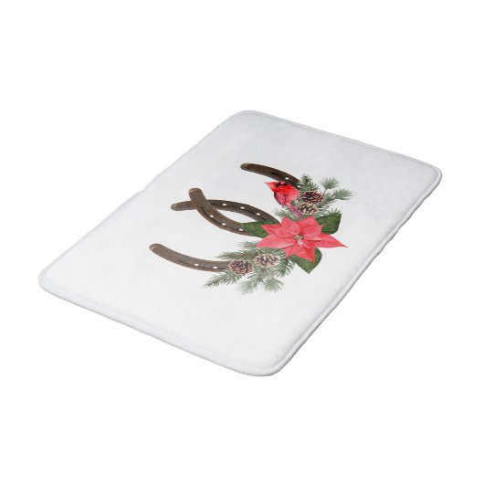 Kerst Land Hoefijzer Poinsettia Badmat (Gekanteld)